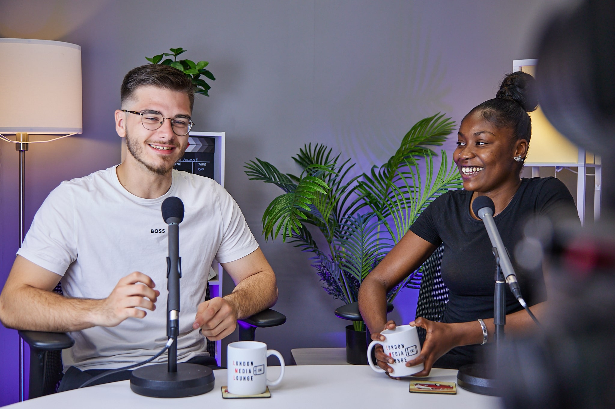 London Media Lounge podcast studio set 3 with modern interior
